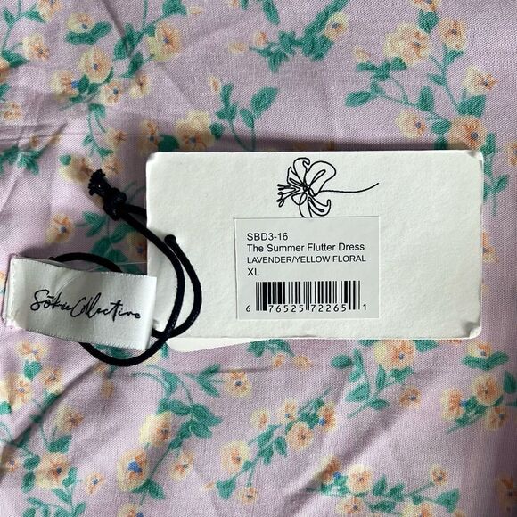 Sokee Collective Summer Flutter Dress in Lavender/Yellow Floral. Size XL. NWT! - Picture 11 of 16